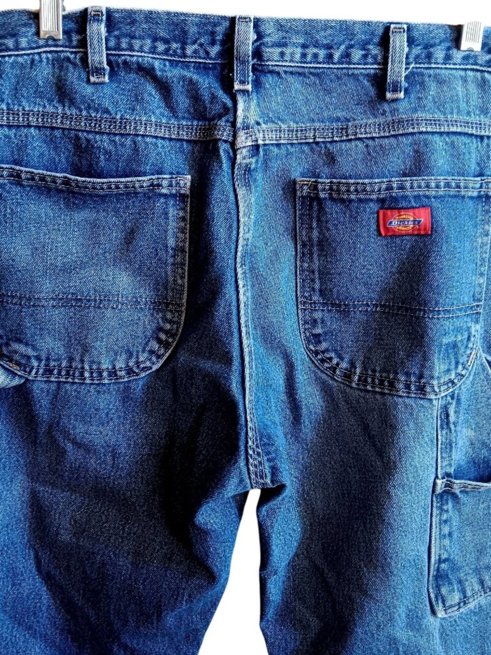 Dickies Mens Relaxed Fit Carpenter Jeans 34x32 Blue Denim Workwear Paint Marks